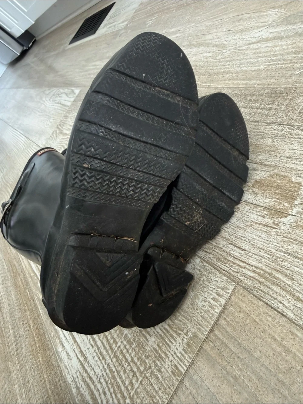 Hunter Black Tall Rubber Rain Boots with Side Buckle